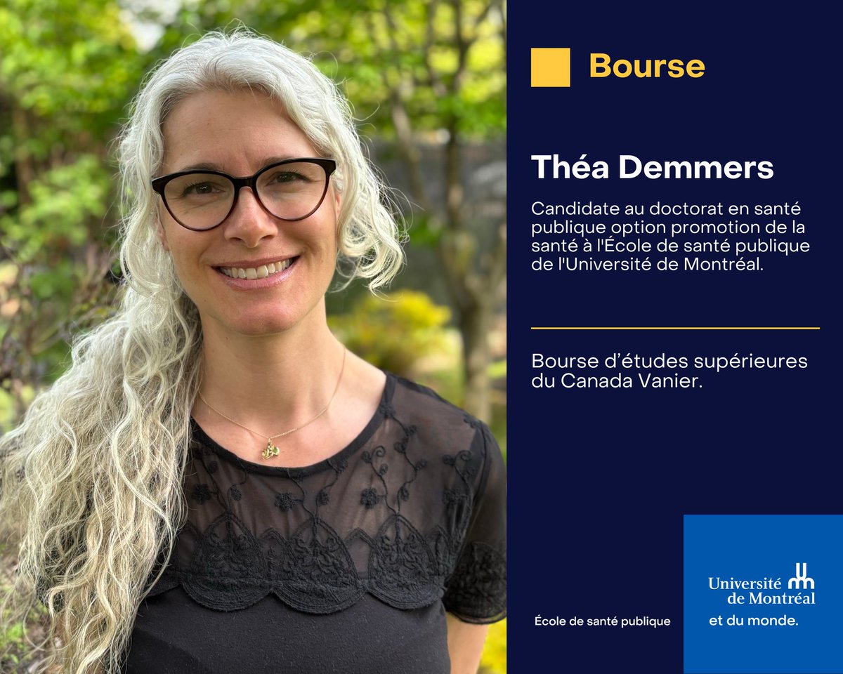 #VanierCanada | 👏 Théa Demmers, candidate au
doctorat en santé publique, reçoit une 𝗯𝗼𝘂𝗿𝘀𝗲 𝗩𝗮𝗻𝗶𝗲𝗿!   💡Elle s’intéresse aux facteurs qui façonnent la sécurité alimentaire des travailleuses.rs migrant.e.s temporaires dans le système agroalimentaire au Québec.
