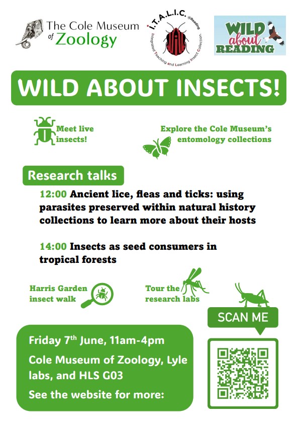 Reading Entomology (@unirdg_ento) on Twitter photo Next Friday, join us <a href="/ColeZoology/">Cole Zoology Museum</a> for all things insect! With research talks from <a href="/ThatItchyGirl/">Gaia Mortier</a> and <a href="/mpgreenwell/">Matt Greenwell</a> Next Friday, join us <a href="/ColeZoology/">Cole Zoology Museum</a> for all things insect! With research talks from <a href="/ThatItchyGirl/">Gaia Mortier</a> and <a href="/mpgreenwell/">Matt Greenwell</a>