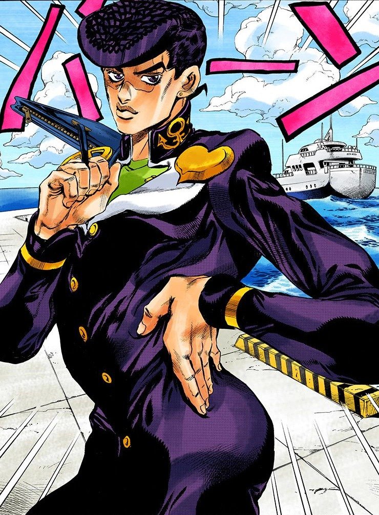 Josuke morado tiene demasiada facha, le da un aura que el azul no puede igualar