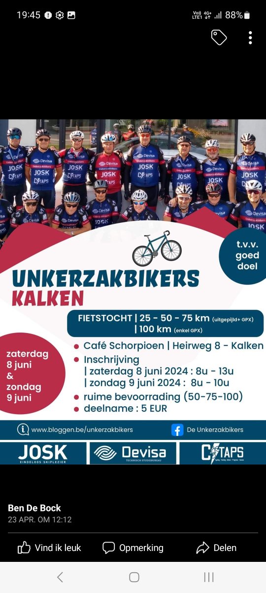 Unkerzakbikers organiseren fietstocht voor het goede doel: opbrengst gaat naar ALS liga hln.be/laarne/unkerza… 

Iedereen welkom!