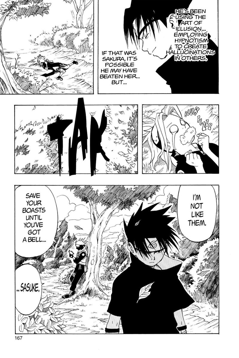 Both characters were perceived as failures, with Obito's situation being particularly severe since he was from the Uchiha clan, the most elite in the village where failure is rare. Each was paired with a genius on their team: Naruto alongside Sasuke, and Obito alongside Kakashi