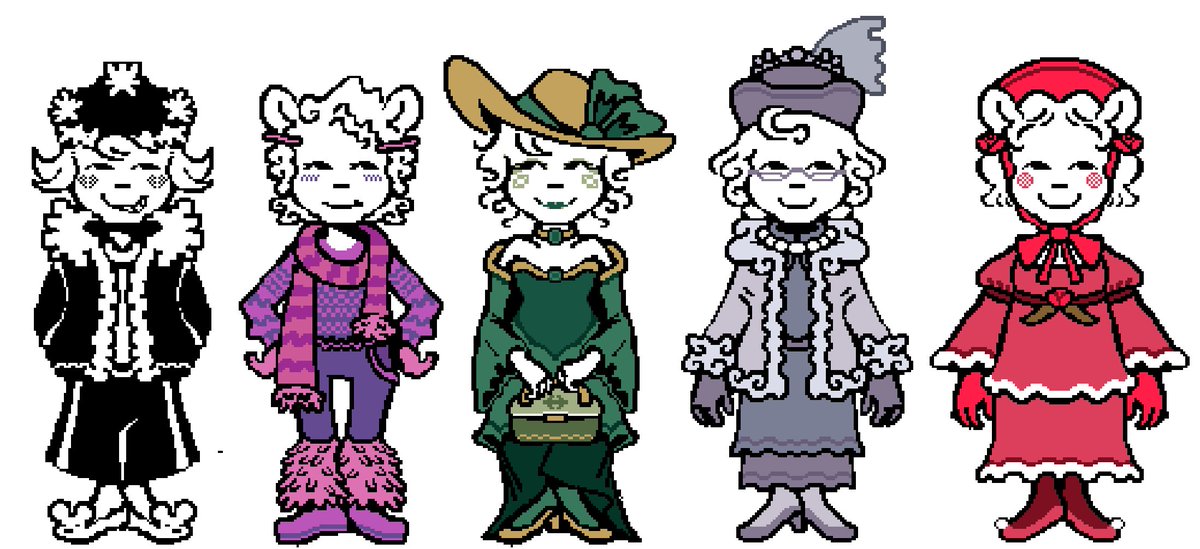 ThePianoFreak's tweet image. #MyArt #Pixelart #Pixelwork #OC 
And Here We Are! More 5+ outfits, the colors were suggested by mutuals this time ]: )