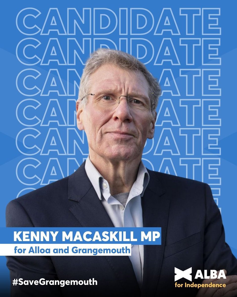 🏴󠁧󠁢󠁳󠁣󠁴󠁿 We’re delighted to announce that ALBA Depute Leader, @KennyMacAskill, has been confirmed as the ALBA Party candidate for Alloa and Grangemouth at the General Election

🗳️ If you live in Alloa and Grangemouth, on July 4th vote Kenny MacAskill 

#SaveGrangemouth