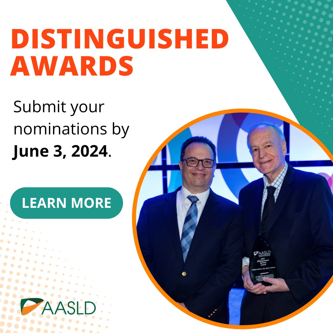 Only three days remain to identify deserving candidates for AASLD's highest honor: the Distinguished Awards. We are looking for individuals who have made sustainable contributions to hepatology. Nominate a deserving recipient, or even yourself. aasld.org/distinguished-…