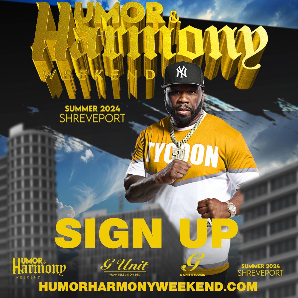 50cent's tweet photo. All Roads Lead to Shreveport! August 8th till the 11th, Hold the Date! Sign up Now • https://t.co/V3LJsr0MW8 https://t.co/bj3U3Mog7I