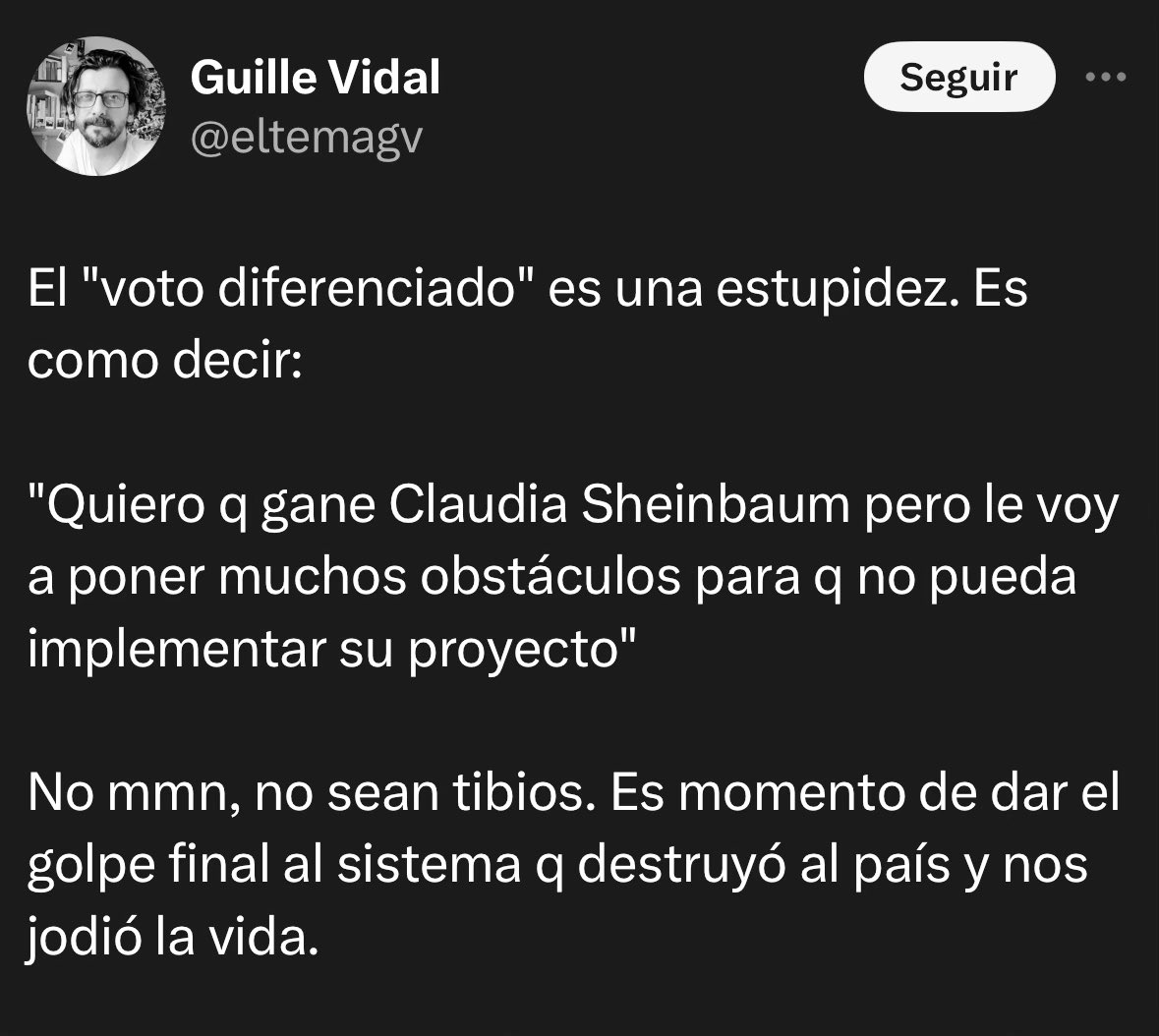 Dime que eres un p3nd3j0 que quiere un gobierno autoritario, sin división de poderes, sin democracia y sin tomar en cuenta a las minorías. Y así muchos...
#MéxicoMereceMás 
#VotoXingon