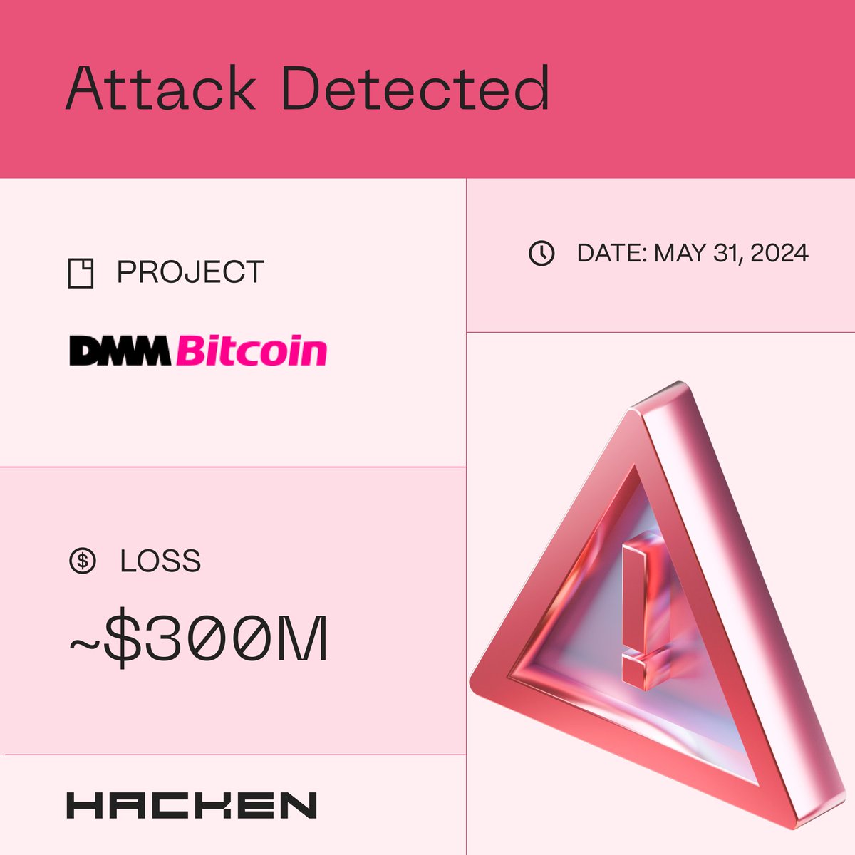 🚨 @DMM_Bitcoin Security Breach 🚨 It seems like DMM Bitcoin has been  compromised, with an estimated loss of around $300M 🧶 Stay tuned for  further updates...