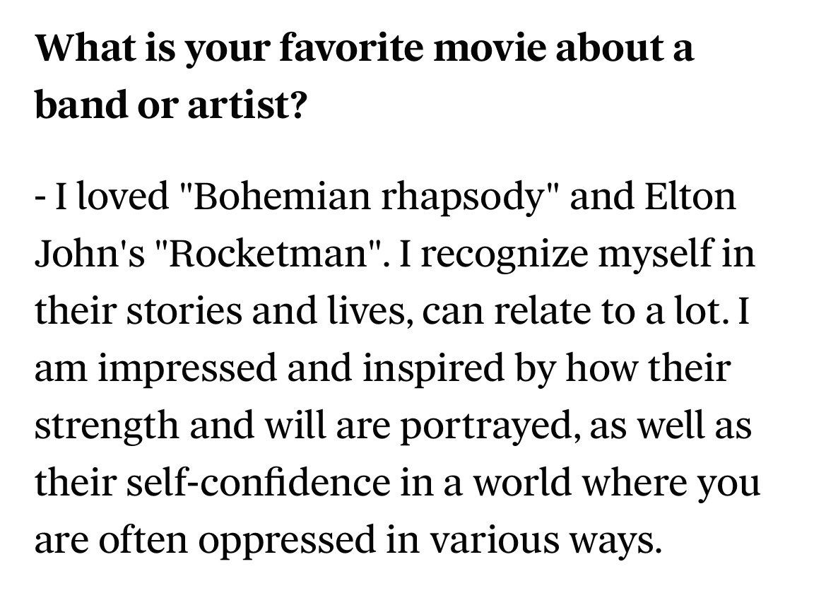 Omar said he loves the movies ‘Bohemian Rhapsody’ and ‘Rocketman’ because he recognizes himself in their stories and lives 🥹