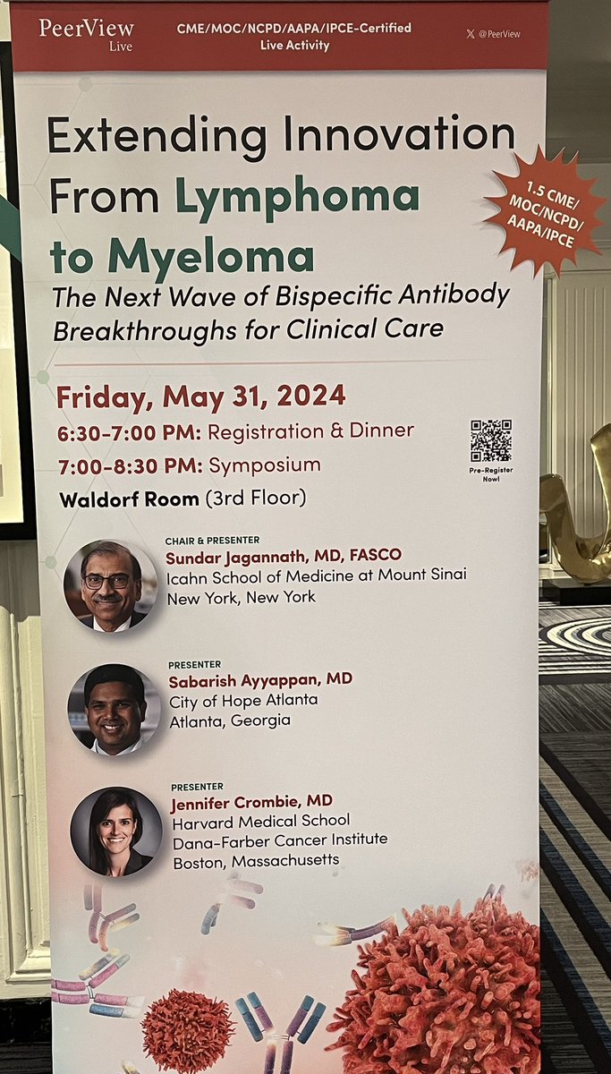Don’t miss our #CME meeting tonight at 6:30 PM CDT at the Hilton Chicago! Expert faculty and education‼️ See you 🫵 tonight! bit.ly/T2024Bispecifi… #ASCO24