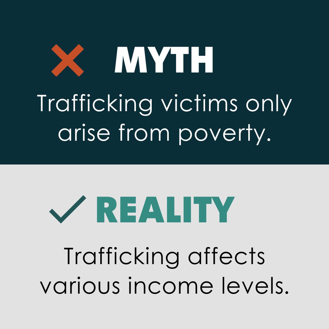 lab2cht's tweet image. While poverty can make people vulnerable, it’s not the sole cause. Even those from higher socioeconomic backgrounds can be exploited. Learn the truth behind other common #HumanTrafficking misconceptions: combathumantrafficking.org/about-human-tr… #EndHumanTrafficking #HumanTraffickingAwareness