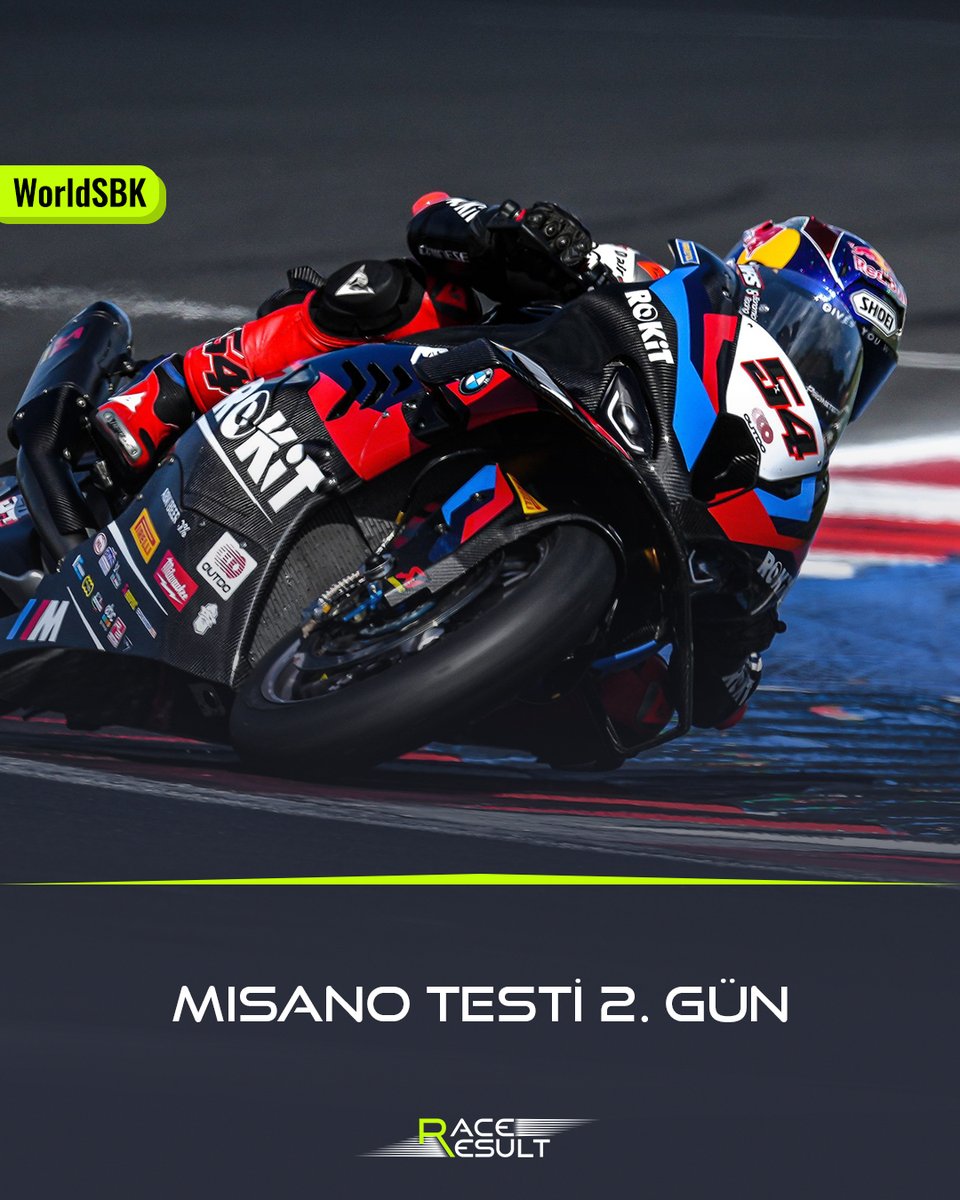 📢Misano testinin 2. gününde de lider yine rekor süreyle Toprak Razgatlıoğlu! 1. Toprak Razgatlıoğlu 1:32.535 2. Jonathan Rea 1:33.113 3. Nicolo Bulega 1:33.133 4. Alvaro Bautista 1:33.175 5. Andrea Locatelli 1:33.319 6. Remy Gardner 1:33.411 7. Alex Lowes 1:33.458 8. Dominiqe