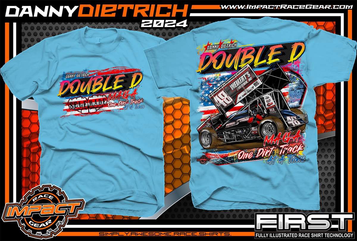 dannydietrich's tweet photo. MAGA!! NEW T-shirts are now available!  Head to the track this weekend to pick one up OR head on over to https://t.co/Q4CB8oR5Tg to get yours shipped out! https://t.co/IFfiCb6KOj