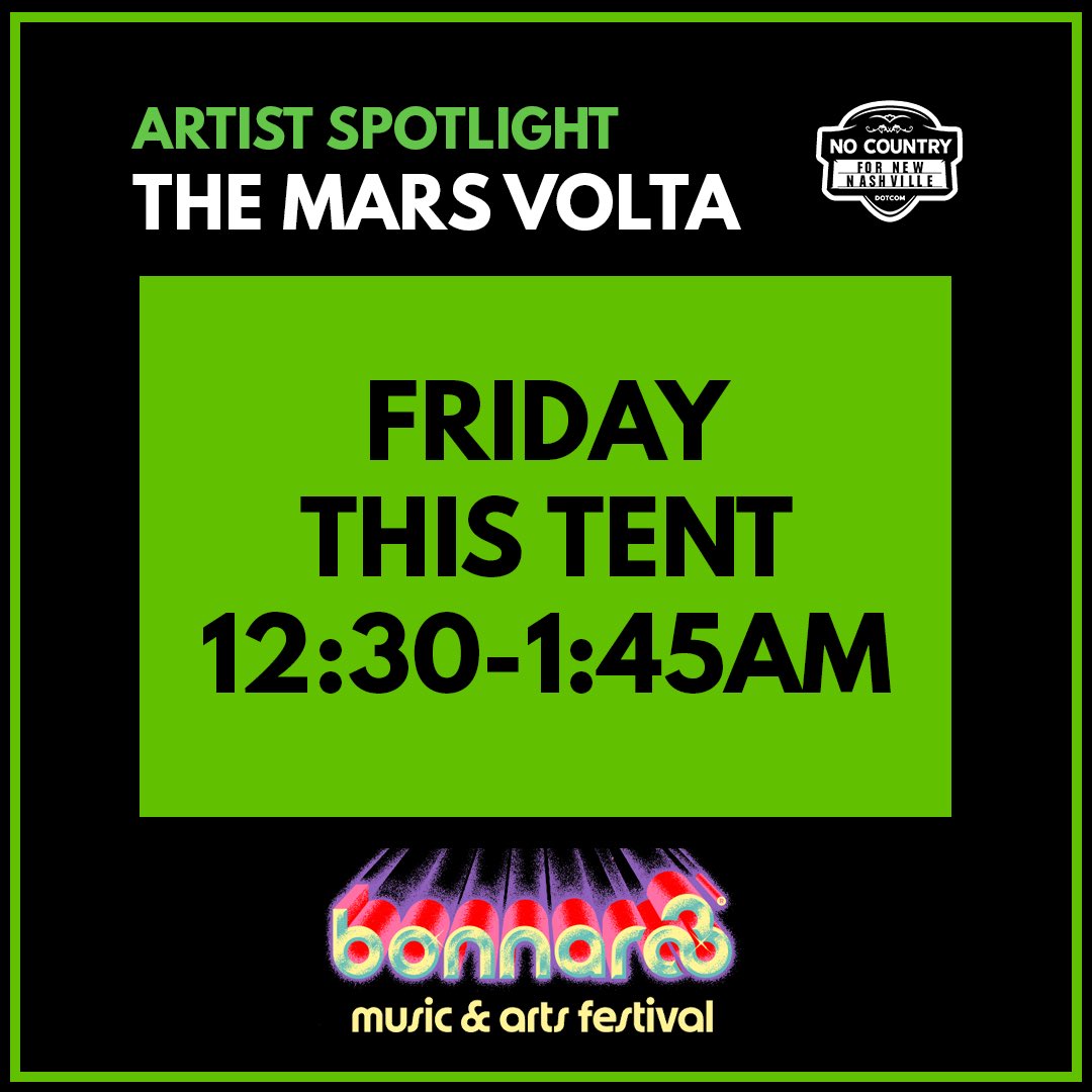 Legendary, conceptual prog rockers @themarsvolta reunited in 2022 with a new album and return to stage. They return to @Bonnaroo next month, and their late night time slot couldn’t be more fitting for their one-of-a-kind live show!

Our Artist Spotlight:

nocountryfornewnashville.com/2024/05/17/bon…