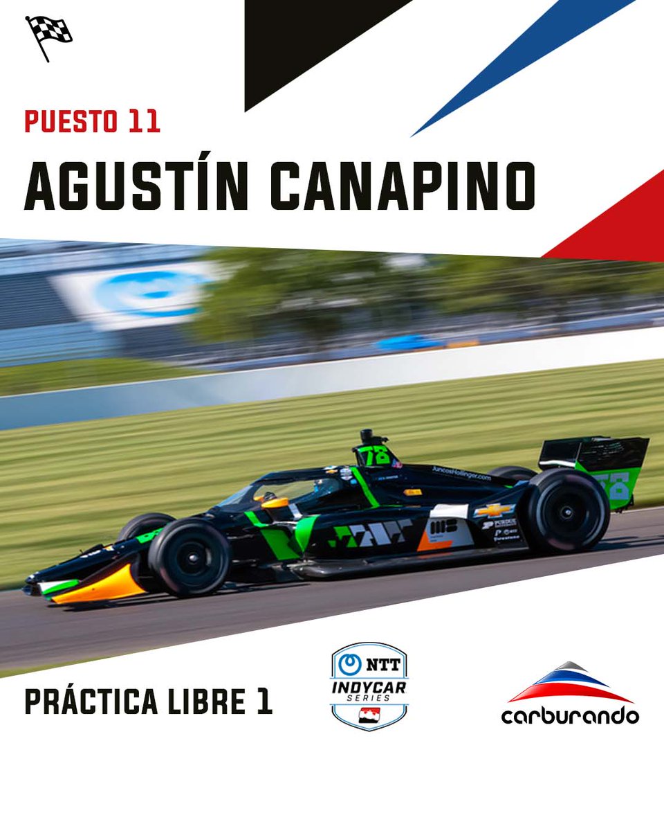 ¡El Titán salió a pista en Detroit! ✅

⏱️ <a href="/AgustinCanapino/">Agustín Canapino 🇦🇷</a> registró 1:02.569 y se ubicó en el P11 a 0.848 del más rápido, <a href="/AlexPalou/">Alex Palou Montalbo</a>, en la primera práctica libre de la <a href="/IndyCar/">NTT INDYCAR SERIES</a> en el circuito callejero.

#IndyCar #DetroitGP #Canapino

📸 <a href="/juncoshollinger/">Juncos Hollinger Racing</a>