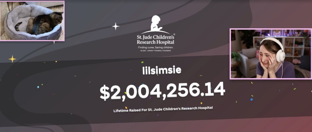 StJudePLAYLIVE's tweet photo. Together with her community @lilsimsie has officially surpassed $2,000,000 lifetime raised for @StJude kids! ❤️ https://t.co/G3jJN5g9AY