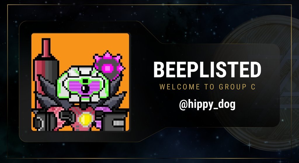 Congratulations <a href="/hippy_dog/">hold my beer 🍺</a> 🎉

• Welcome to Group C of <a href="/BeepList/">Beep List</a> 🤖
<a href="/Botzcoin/">BOTZ</a> <a href="/BeepBoopBotz/">Beep Boop</a> $BOTZ