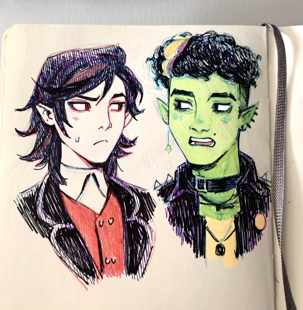 Five days until the boys hit the shelves!! Here’s an airplane sketchbook doodle I did a while back right after I finished illustrating their story. Love these dorks 💚💜💀#monsterhighpride