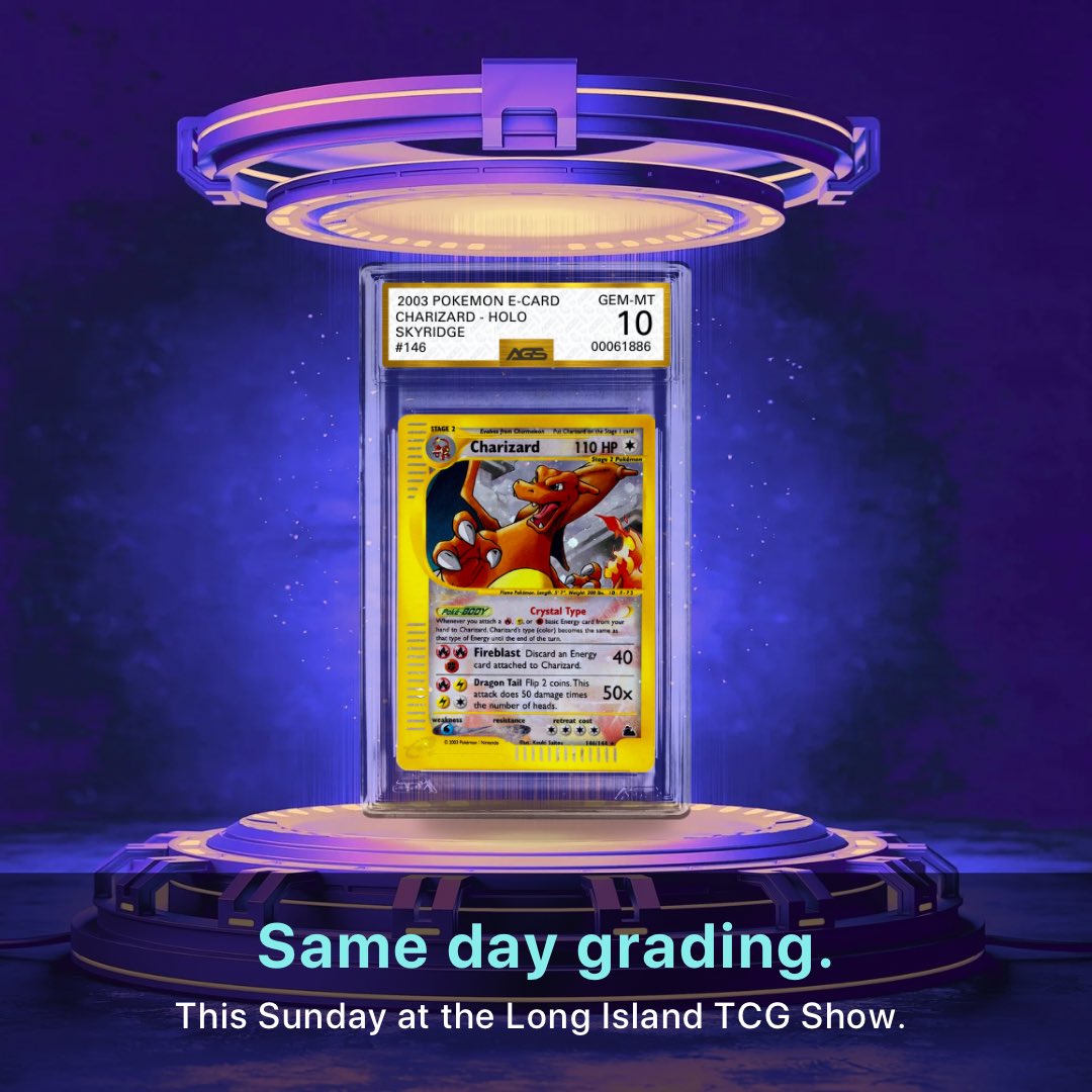 Hey New York! We're super excited to see you at the Long Island TCG Show this Sunday. AGS will be there offering on-site grading for your prized cards at the Hilton - Hey New York! We're super excited to see you at the Long Island TCG Show this Sunday. AGS will be there offering on-site grading for your prized cards at the Hilton -