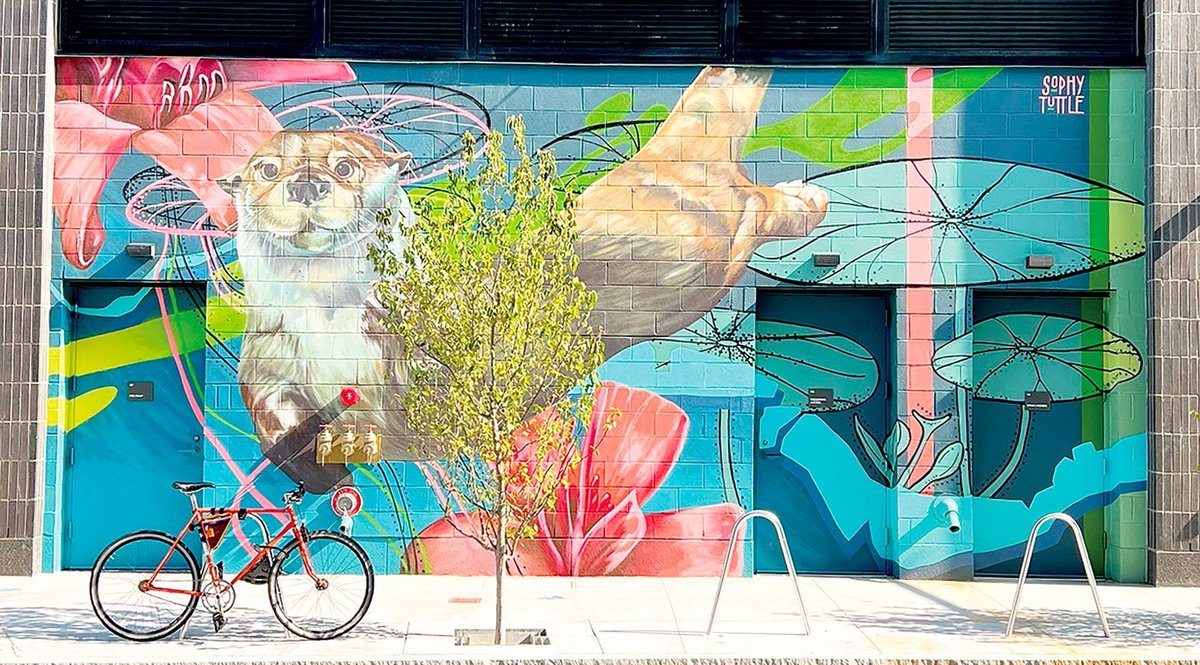 Better than never to celebrate #WorldOtterDay!

Our mural, titled “Restoration”, portrays a river otter swimming in a body of water, surrounded by native plants. The otter symbolizes the restoration of the land and the importance of supporting nature in urban environments. <a href="/IOSF/">International Otter Survival Fund (IOSF)</a>