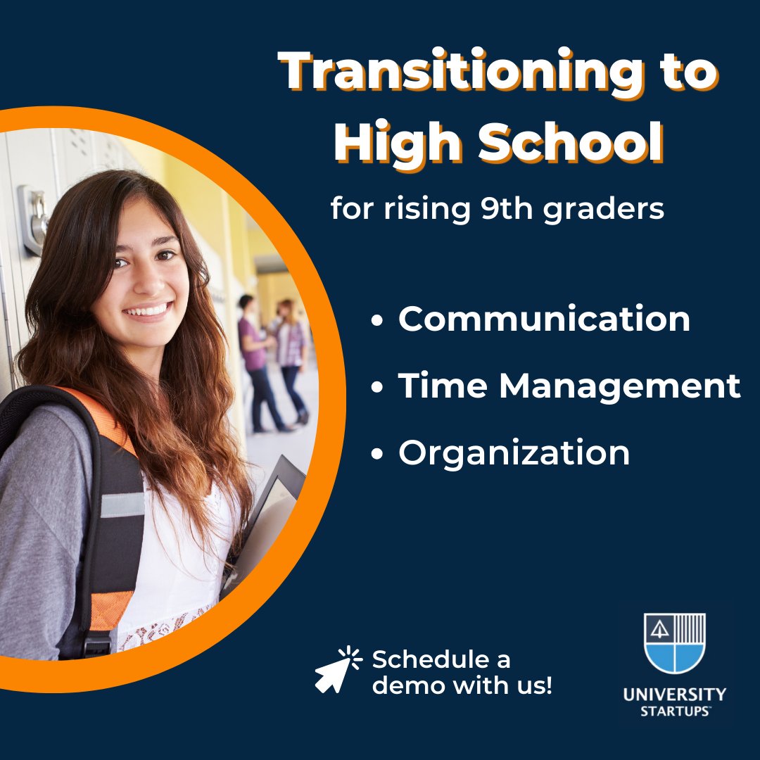 The University Startups platform helps your students prepare for the future!  For incoming 9th graders, our Transitioning to High School course delivers the keys to early high school success. Visit our website to see our course catalog or schedule a demo!