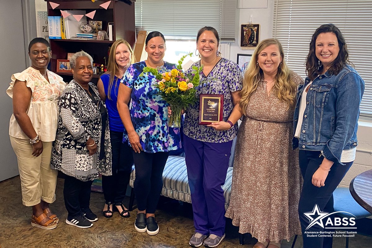 Congratulations to Kelly Corum, School Nurse at @AweEagles, on being named ABSS School Nurse of the Year! 🎉👩‍⚕️ Kelly's empathy, proficiency, and dedication to preventative care have significantly contributed to the well-being of the school community.🏆💐