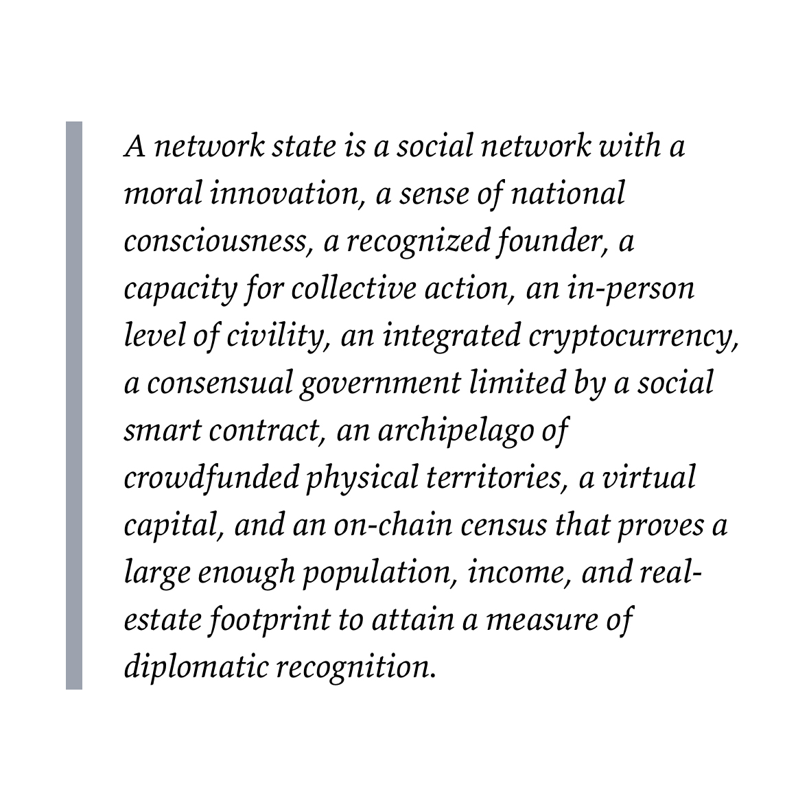 stakewithrobot's tweet photo. Balaji's phenomenal vision of THE NETWORK STATE outlines what could be the next evolutionary stage of nation-states. He provides compelling definitions and insights in his free online book (link in comments). While Balaji aligns this idea with Bitcoin, we believe Cardano's revolutionary technology and thriving ecosystem are even closer to realizing this vision.

Hey @balajis, have you explored Cardano yet? We'd love to hear your thoughts on Cardano as a potential network state. 🤝

💬 Comment with your thoughts and join the conversation!
🔁 Repost if you believe in the future of decentralized communities!

Let’s build #TheNetworkState together! 🦾 $ADA $BTC