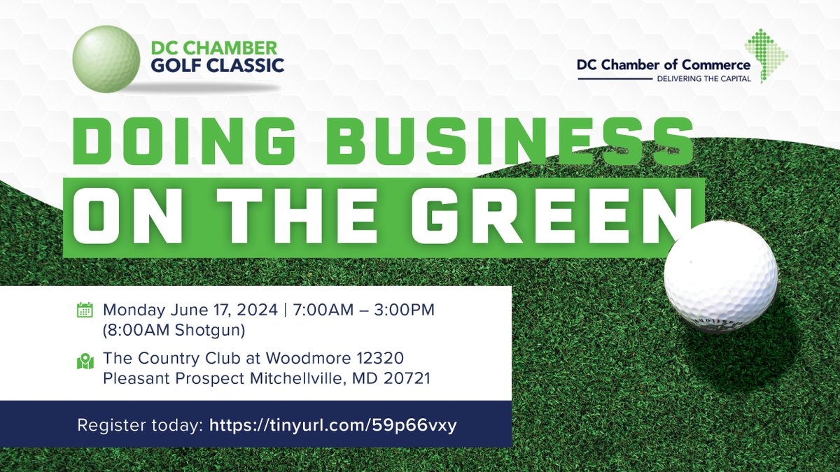 Join us on June 17 for the #DCChamber Golf Classic: Doing Business On the Green, where networking meets the love for sports! Tee off with fellow professionals and grow your business on the golf course. Register now to secure your spot. bit.ly/dcchambergolfc… #GolfClassic