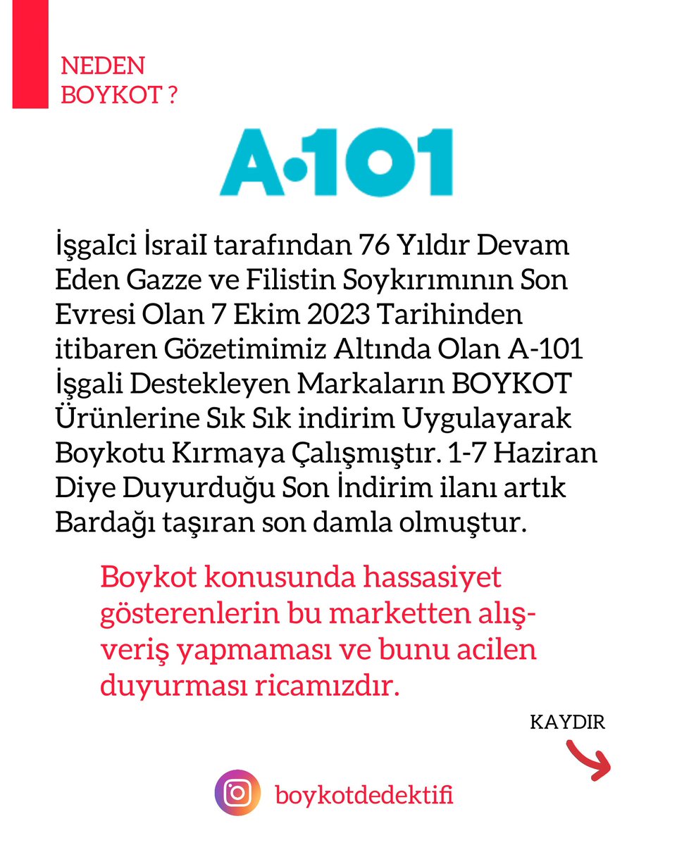 Lütfen He Gören Paylaşsın
Elden Ele Yayalım.

 #A101Boykot ⚠️