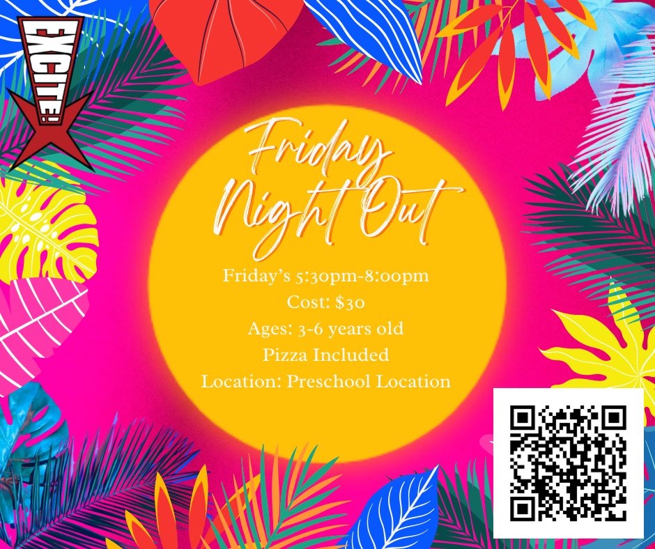 Excite! Summer Offers! 🌺🤍 
Scan the QR Code to sign up or visit our website excitegym.com for more information!