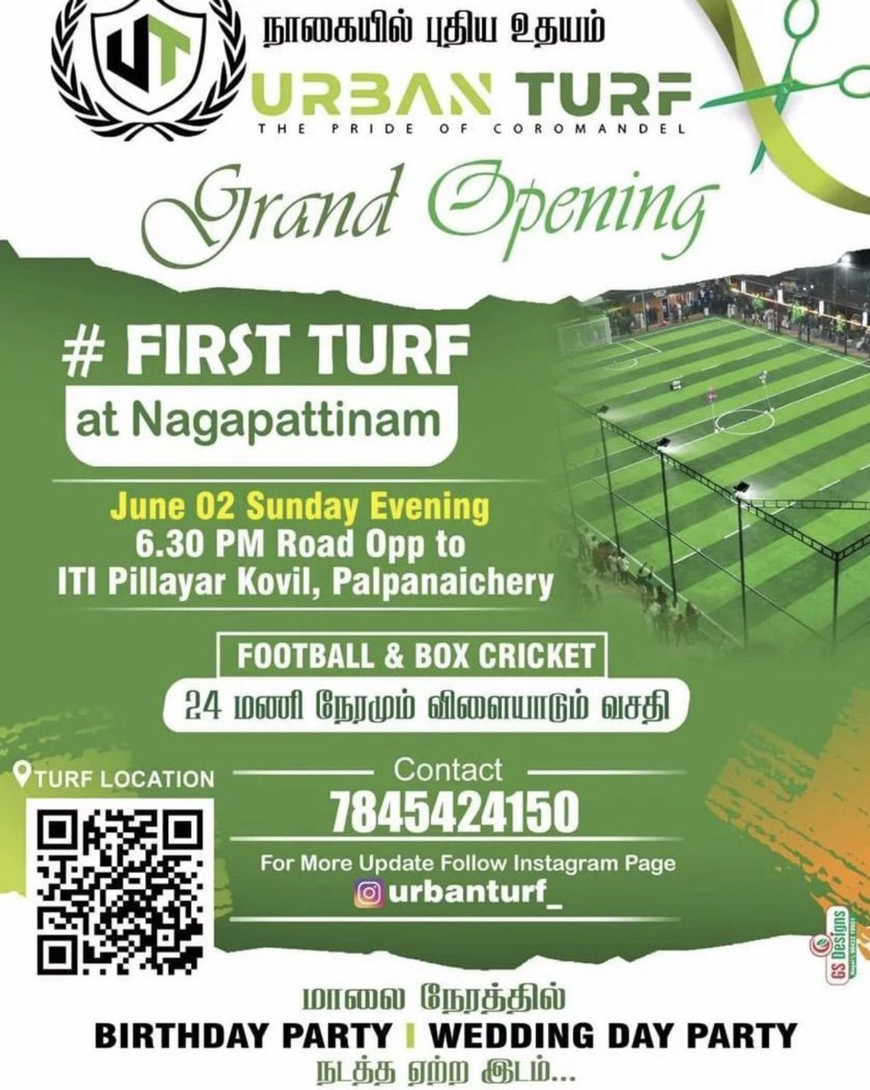 Nagapattinam_up's tweet photo. Nagapattinam’s First Turf...Grand Opening…🤩

#urbanturf
#Nagapattinamupdates https://t.co/xKYQm8uWf4
