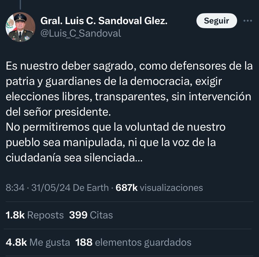 apeordi's tweet image. NO, no es un golpe de estado. 🙅🏽‍♂️

Tampoco se trata de un Hackeo al General de la SEDENA, Luis Cresencio Sandoval.

Aquí te explico por qué es fake y QUIÉN es la cuenta detrás de todo esto.

Abro Hilo 👇🏼