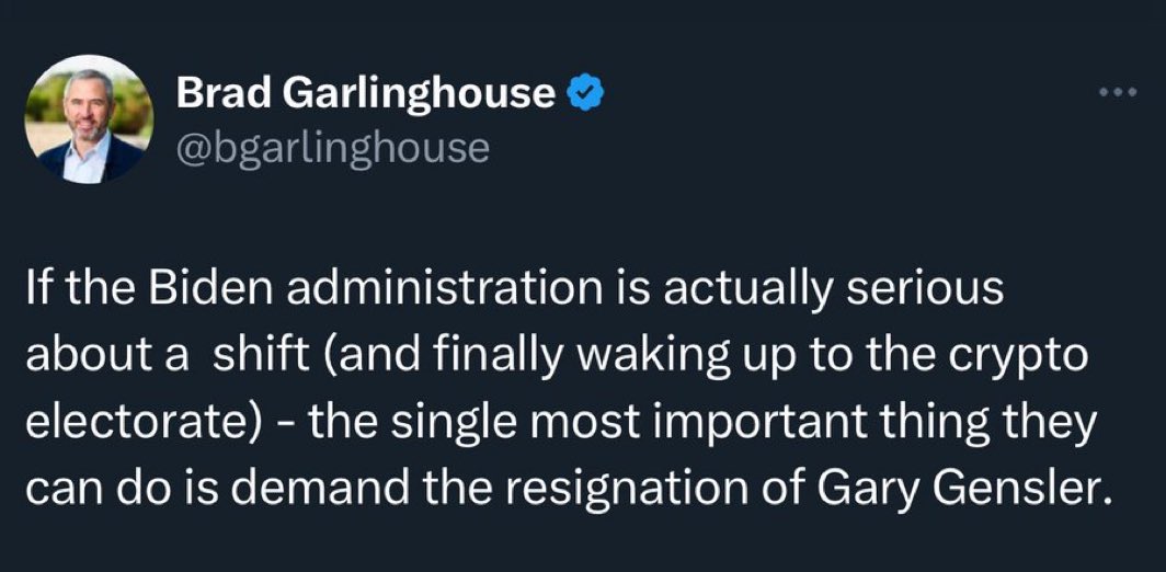 🚨 #RIPPLE CEO STATES THE BIDEN ADMINISTRATION SHOULD DEMAND THE RESIGNATION OF GARY GENSLER !! 🚨🇺🇸