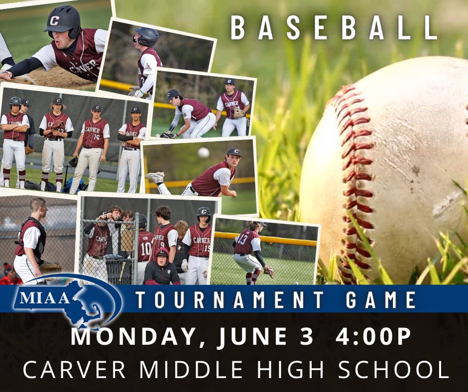 Carver Athletics (@carvercrusaders) on Twitter photo MIAA Round of 32
Carver will host Mount Everett Regional on Monday, June 3rd at 4:00pm. Please come out and support our Crusaders!!! ⚾️🔥
#CarverPride <a href="/BaseballCarver/">Carver Crusader Baseball</a> MIAA Round of 32
Carver will host Mount Everett Regional on Monday, June 3rd at 4:00pm. Please come out and support our Crusaders!!! ⚾️🔥
#CarverPride <a href="/BaseballCarver/">Carver Crusader Baseball</a>
