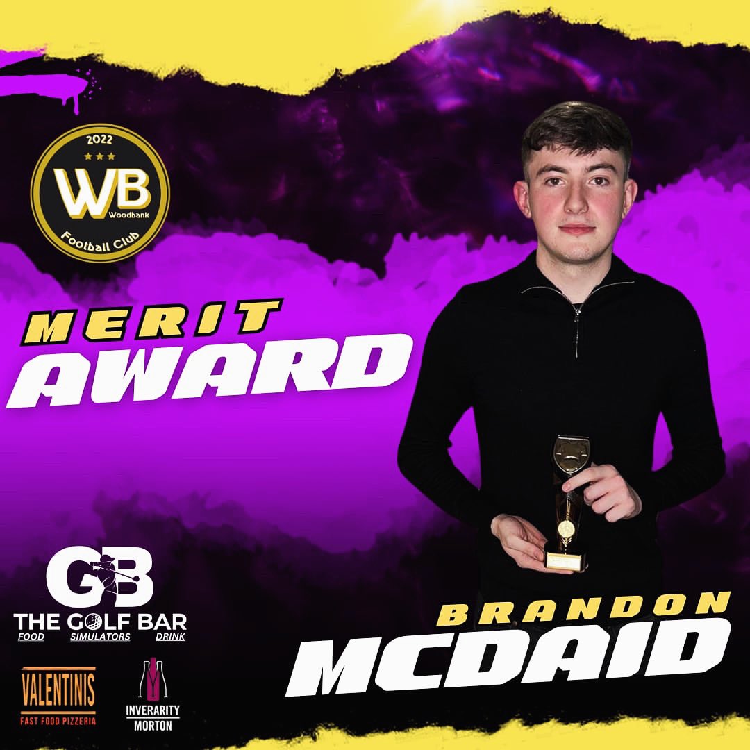 Woodbank POTY Awards🟡⚫️🟣

Merit Awards  - 

David Jack &amp; Brandon McDaid. 

Well done lads 👏🏼
