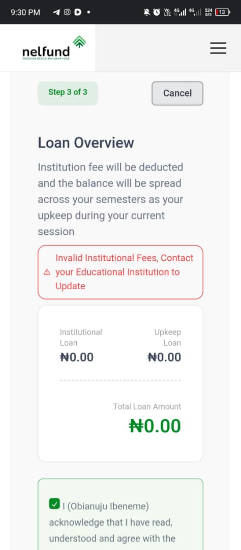Goobi_April's tweet photo. @NELFUND I have done it and this is what it's showing me https://t.co/XSQ0HCIOOn