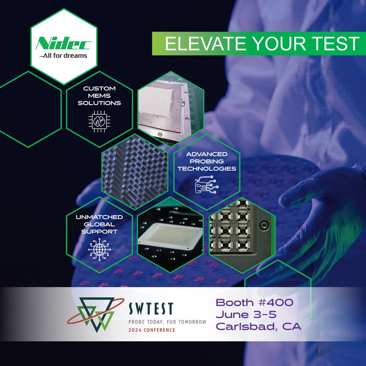 nidecsvprobe's tweet image. SWTest 2024 is nearly here &amp;amp; Nidec SV Probe is a proud Gold Sponsor! Stop by Booth 400 to check out our latest test solutions &amp;amp; learn more about our recent partnership with Synergie Cad Group. We look forward to connecting with you!

#SWTest #probecards #MEMS #semiconductortest