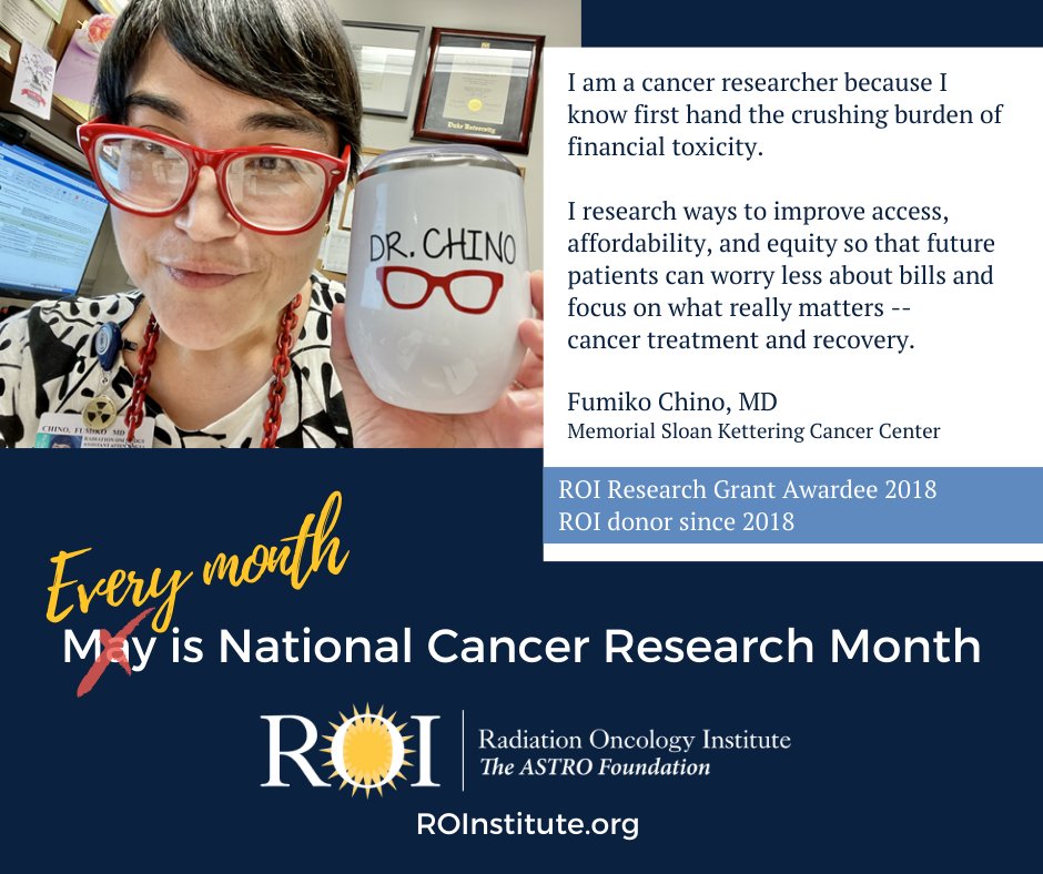 When @FumikoChino needed funding to study the financial impact of cancer care, we stepped forward to help launch her work. Cancer research matters this month, and every month. Join our efforts by donating at ROInstitute.org/donate. 
 #NationalCancerResearchMonth