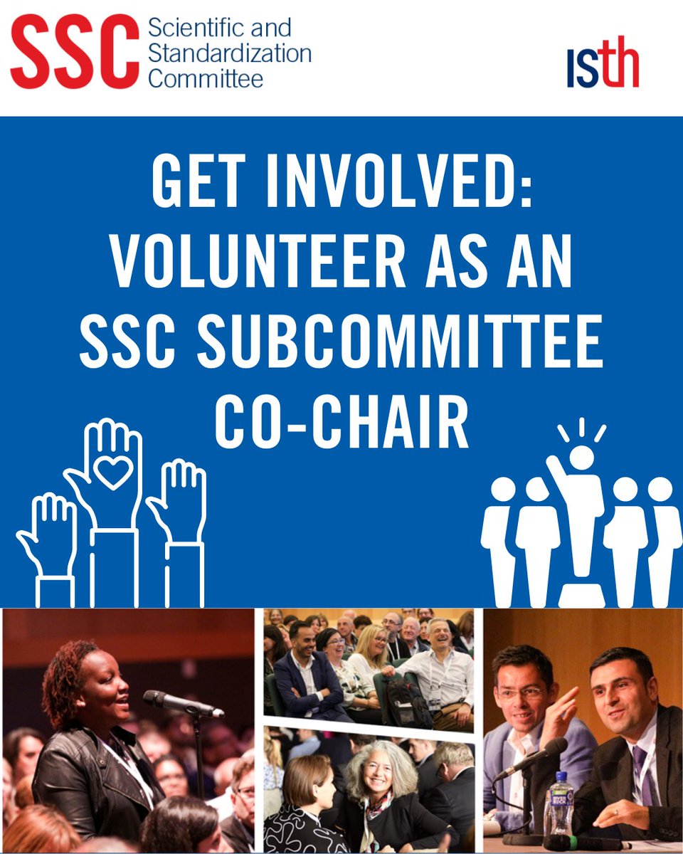 NEWS ALERT: The SSC is thrilled to invite all ISTH members to submit applications to serve as a subcommittee Co-Chair 🪑. The SSC is a permanent committee of the ISTH and the scientific working arm. Click here to learn more: isth.org/news/673878/SS…