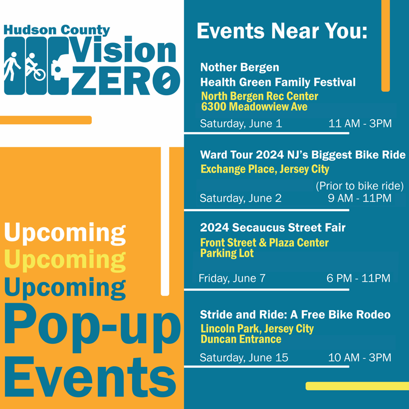 HudCoPlanning's tweet photo. Mark your calendars! We'll be at all these great upcoming events. Stop by our table and share your thoughts about street safety in your neighborhood. 

@HudCoTweet @bikejc @SecaucusNJ @HudsonTMA https://t.co/TAvtgDDwxG