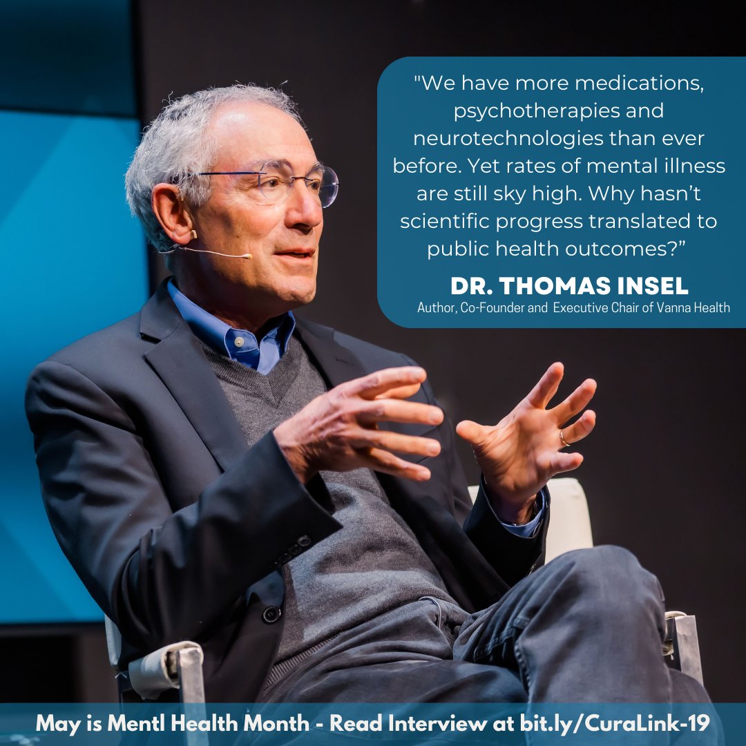 The Cura Foundation (@curafdn) on Twitter photo We have more medications & psychotherapies than ever before, yet rates of mental illness are still sky-high. Why haven’t the breakthroughs resulted in better outcomes?
Revisit our interview with <a href="/thomasinselmd/">Thomas Insel, MD</a> for some insights.
#MentalHealthAwarenessMonth
bit.ly/CuraLink-19 We have more medications & psychotherapies than ever before, yet rates of mental illness are still sky-high. Why haven’t the breakthroughs resulted in better outcomes?
Revisit our interview with <a href="/thomasinselmd/">Thomas Insel, MD</a> for some insights.
#MentalHealthAwarenessMonth
bit.ly/CuraLink-19