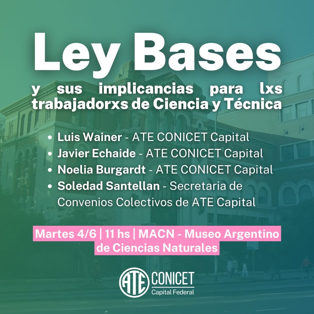 SEGUIMOS DISCUTIENDO LA LEY BASES EN LOS LUGARES DE TRABAJO 

Para construir una gran movilización, nos seguimos preparando y debatiendo sobre los alcances de esta ley que busca arrasar con los derechos de la clase trabajadora.

Martes 4 a las 11 en el Museo de Ciencias Naturales