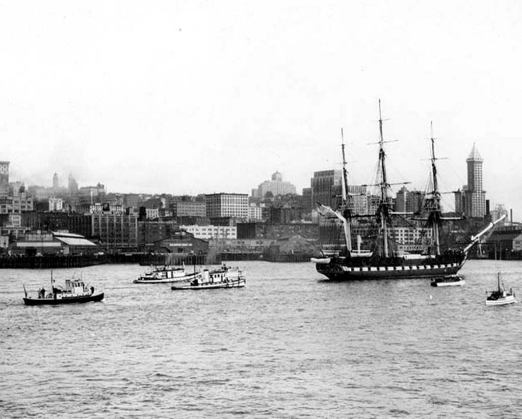 HistoryLink's tweet photo. #OnThisDay in 1933, the frigate USS Constitution, on a tour of Pacific Coast ports, arrived in Seattle. https://t.co/GkvidF6Bkl https://t.co/gWKgQ7kxGX