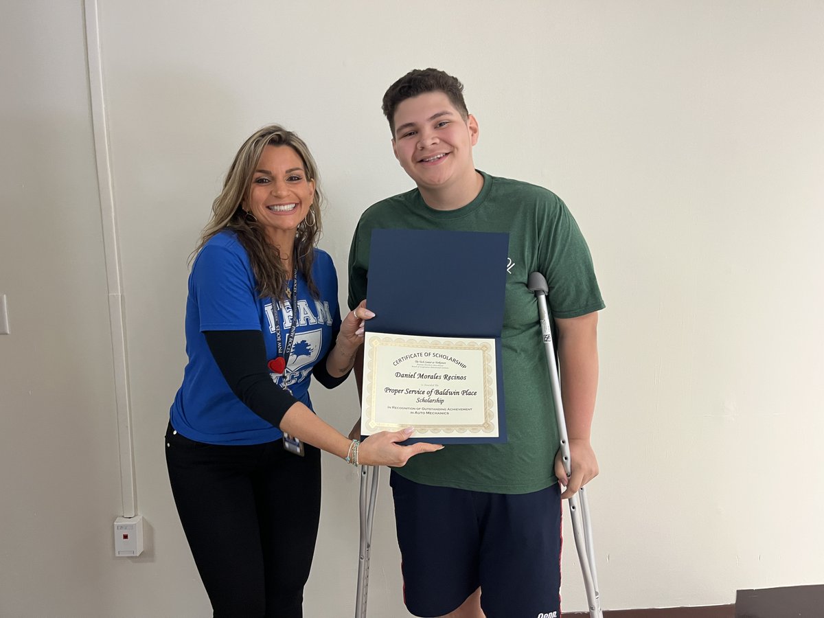 pnwboces's tweet photo. Daniel Morales Recinos @brewsterschools received the Proper Service of Baldwin Place scholarship, and Danny Martinez @OssiningSchools received the ENL scholarship at today's CTE awards ceremony. https://t.co/Sagf7UMW9r