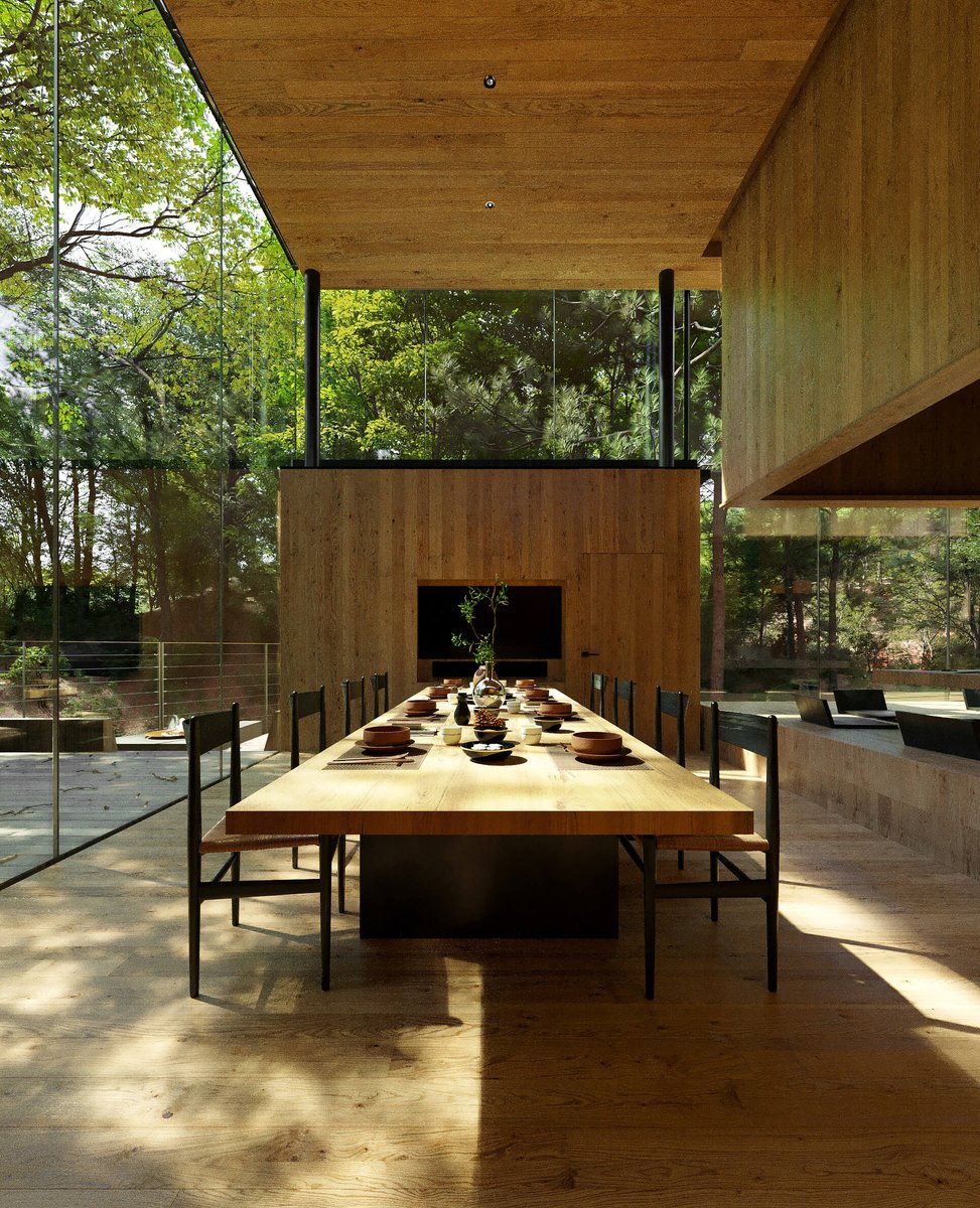 linear_magazine's tweet photo. At the foot of Mt. Asama lies Irori, a vacation rental designed for total immersion in nature, anchored by a traditional Japanese sunken hearth

—Irori, by Not a Hotel. Kita Karuizawa, Japan. https://t.co/zvuc7YfZuC