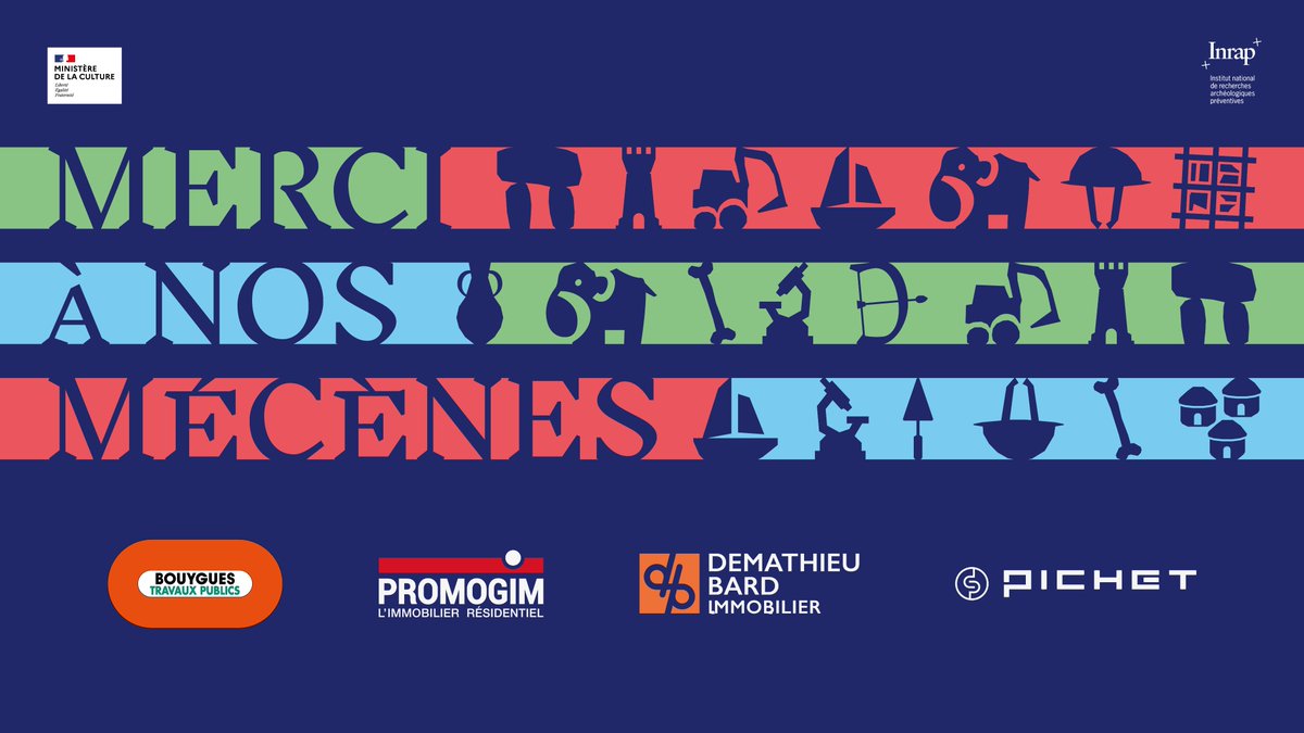 Inrap (@inrap) on Twitter photo Les <a href="/journees_archeo/">Journées archéologie</a> se déroulent partout en France du 14 au 16 juin et pour la première fois sous le haut patronage <a href="/CoE_fr/">Conseil de l'Europe</a> ! À cette occasion, l’Inrap remercie les mécènes <a href="/Bouygues_C/">Bouygues Construction</a> <a href="/promogim/">Promogim</a> <a href="/DemathieuBard/">Demathieu Bard</a> et <a href="/GroupePichet/">Groupe Pichet</a> pour leur soutien à cette 15e édition des #JEArcheo. Les <a href="/journees_archeo/">Journées archéologie</a> se déroulent partout en France du 14 au 16 juin et pour la première fois sous le haut patronage <a href="/CoE_fr/">Conseil de l'Europe</a> ! À cette occasion, l’Inrap remercie les mécènes <a href="/Bouygues_C/">Bouygues Construction</a> <a href="/promogim/">Promogim</a> <a href="/DemathieuBard/">Demathieu Bard</a> et <a href="/GroupePichet/">Groupe Pichet</a> pour leur soutien à cette 15e édition des #JEArcheo.