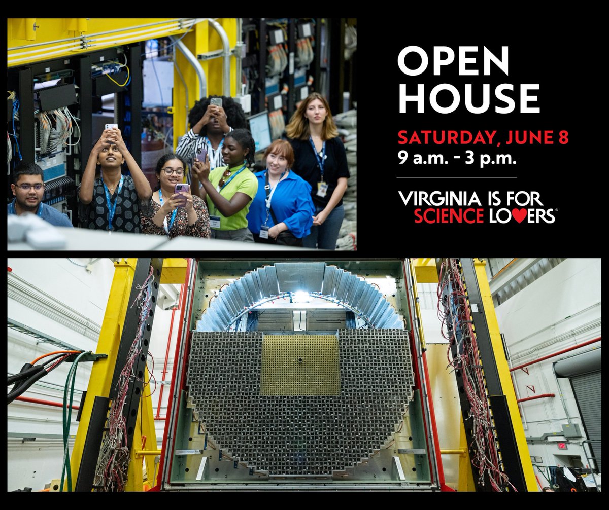 JLab_News's tweet photo. Join us at the Jefferson Lab 2024 Open House on June 8 and walk through Experimental Hall D's Counting House!
Explore the hall itself and learn how the research in Hall D may help answer the question: Why is one quark never seen alone?
#DiscoverJLab #VirginiaIsForLovers https://t.co/MC3kqlrwgr