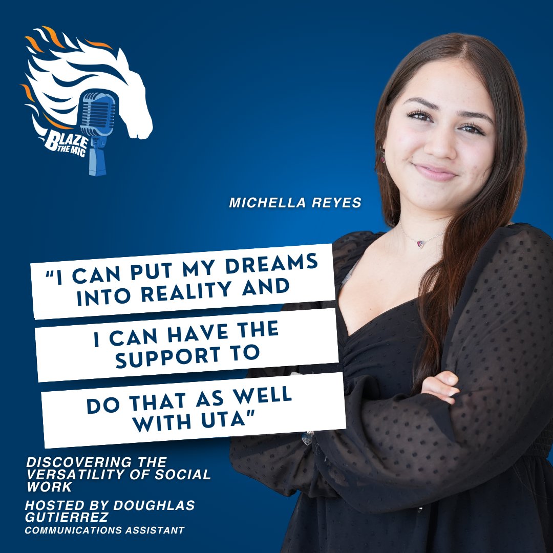 All dreams come true, especially when you have support! Tune into Blaze The Mic featuring Michella Reyes and her discovery of the versatility of Social Work! 

Blaze The Mic episodes can be found on all steaming platforms! 

#UTASocialWork