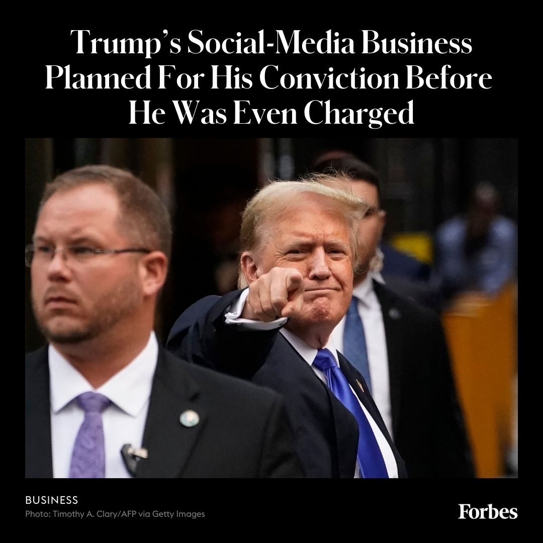 Three years ago, Truth Social’s parent company viewed Trump’s criminal conviction as a realistic enough possibility that it announced a contingency plan. trib.al/h2iL1fW