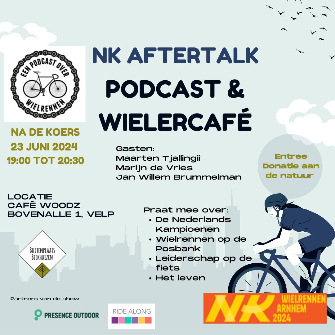 Met <a href="/overwielrennen/">Een podcast over wielrennen, Arriere de la Course!</a> direct na de koers bij Buitenplaats Beekhuizen. Met <a href="/marijnfietst/">Marijn de Vries</a>. #nkwielrennen #podcast