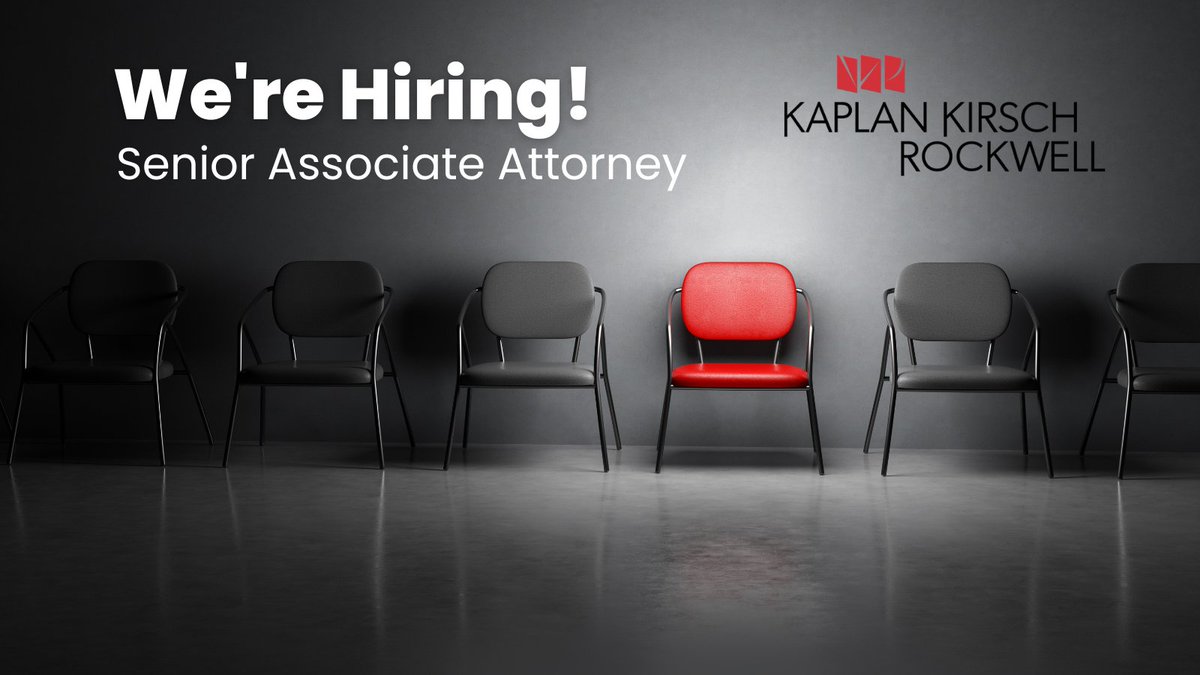 KaplanKirsch's tweet photo. Kaplan Kirsch &amp; Rockwell is looking for motivated, creative, and collaborative attorneys to join our team!

Click here to view all job postings: https://t.co/E11gc4lQ6O https://t.co/BNh2uz5ZGv